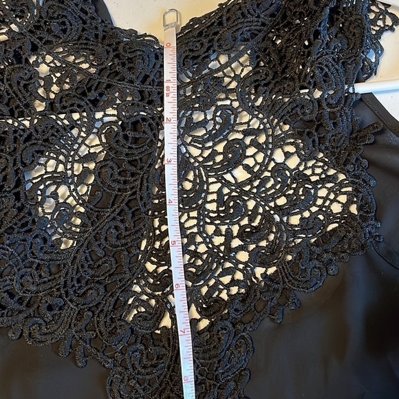 Nella Fantasia black top with crochet yoke, medium - Picture 6 of 6